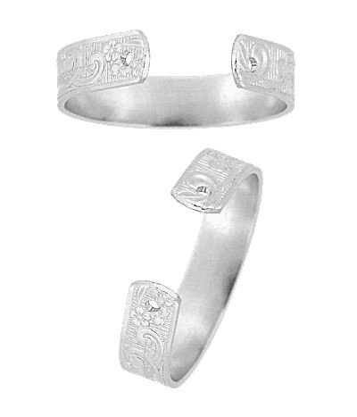 Sterling Silver 4X55mm Flower Scroll Ring Shank