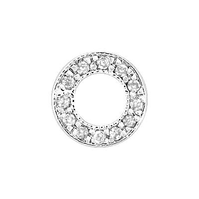 Rhodium Sterling Silver 8mm Rhodium Plated Cubic Zirconia Circle Connector