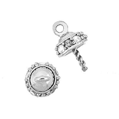 5mm Rhodium Plated Cubic Zirconia Filigree Pearl Drop