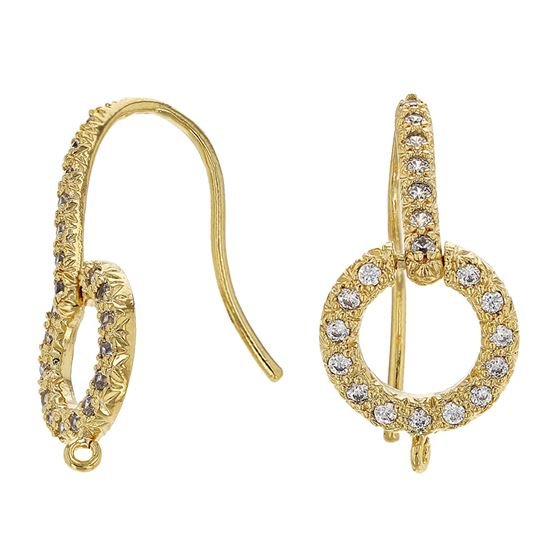 Cubic Zirconia Circle Earwire Earring With Open Jump Ring