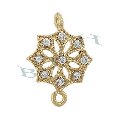 Vermeil 11X8mm Cubic Zirconia Filigree Connector