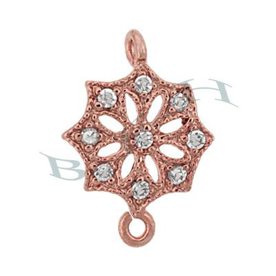 Rose Gold Vermeil 11X8mm Cubic Zirconia Filigree Connector