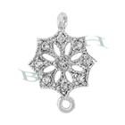 Rhodium Sterling Silver 11X8mm Rhodium Plated Cubic Zirconia Filigree Connector