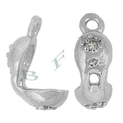 Rhodium Plated Cubic Zirconia Clamshell