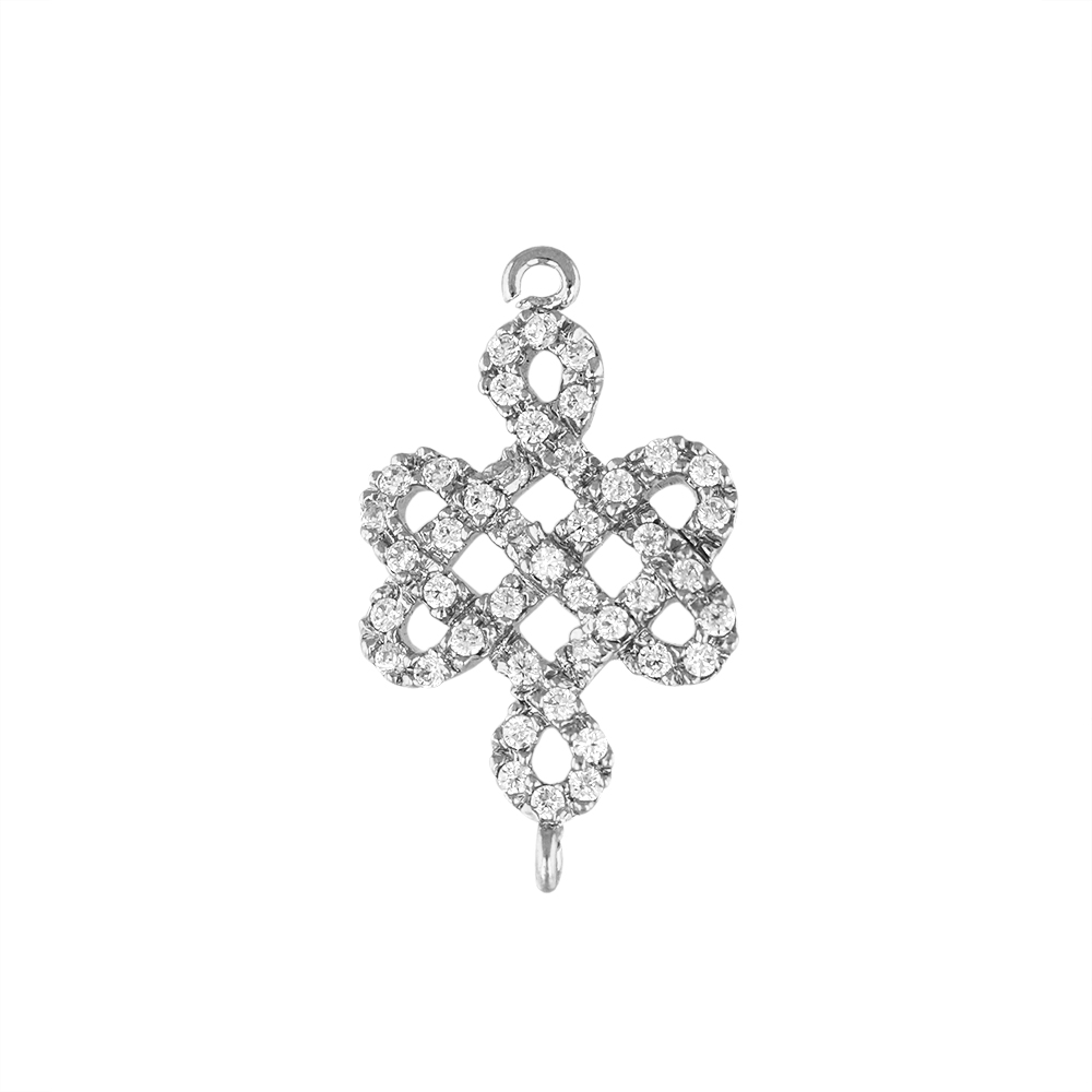 19X11mm Rhodium Plated Cubic Zirconia Fancy Connector