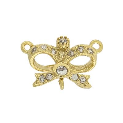 Vermeil 11X9mm Cubic Zirconia Fancy Bow Connector