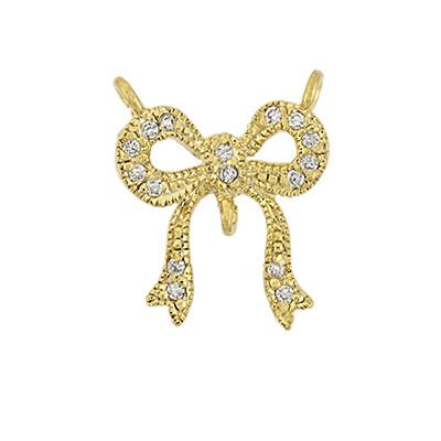 Vermeil 14X11mm Cubic Zirconia Fancy Bow Connector