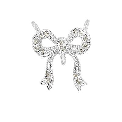 14X11mm Rhodium Plated Cubic Zirconia Fancy Bow Connector