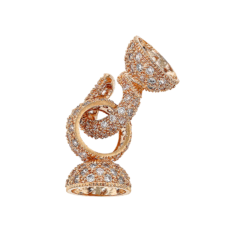 Rose Gold Vermeil 33X13mm Cubic Zirconia Hook And Eye Clasp