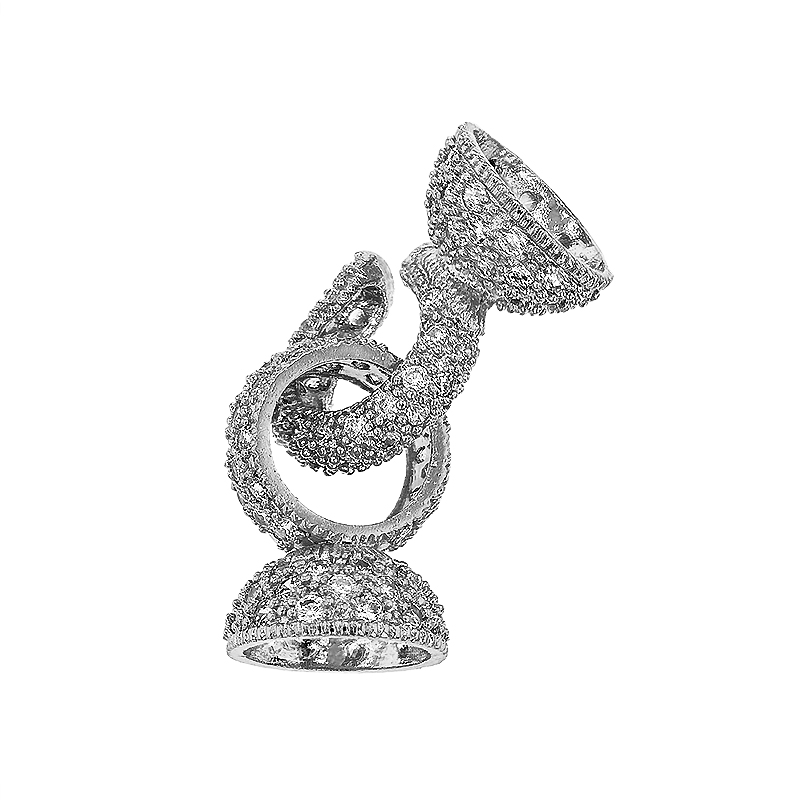 Rhodium Sterling Silver 33X13mm Rhodium Plated Cubic Zirconia Hook And Eye Clasp