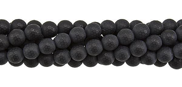 10MM ROUND FACETED MATT BLACK AGATE BEAD