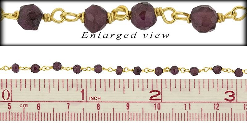 GOLD VERMEIL 4.0MM GARNET PIGTAIL CHAIN