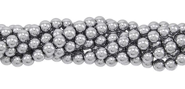 2MM ROUND SILVER PLATED HEMATINE BEAD