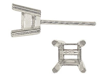 14KW 2.0mm 4 Prong Square Earring