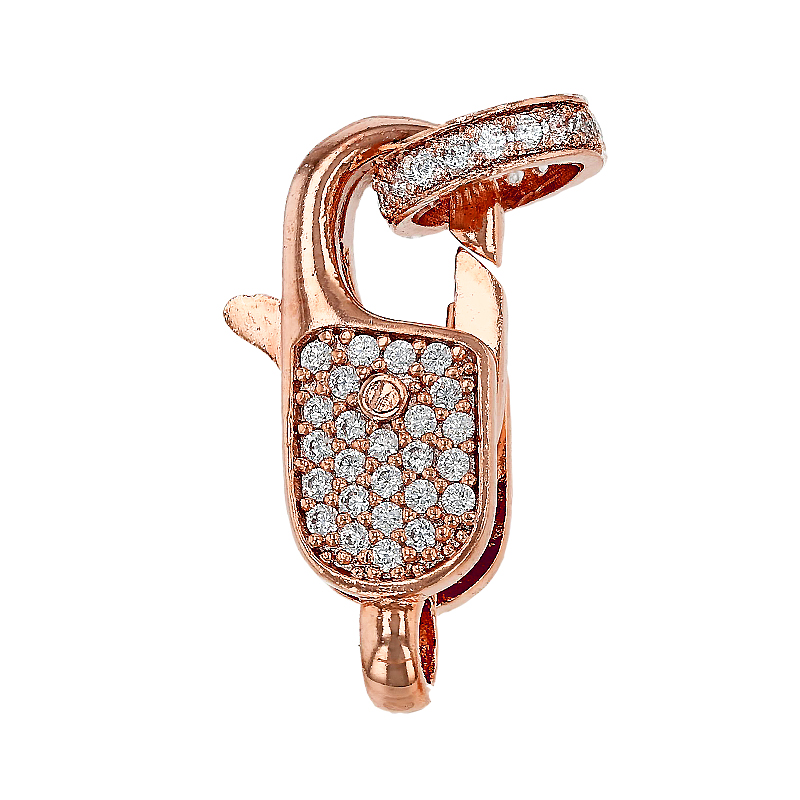 Rose Gold Vermeil 20X7mm Cubic Zirconia Lobster Clasp