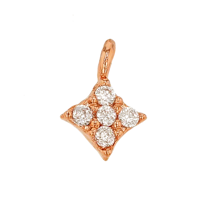 4mm 4 Point Star Cubic Zirconia Charm