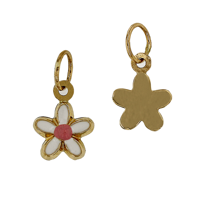 14KY 6mm Cherry Blossom Flower Charm; Pink