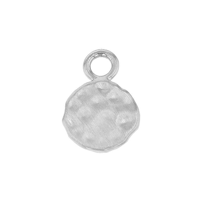 9mm Rhodium Plated Hammered Disc Charm