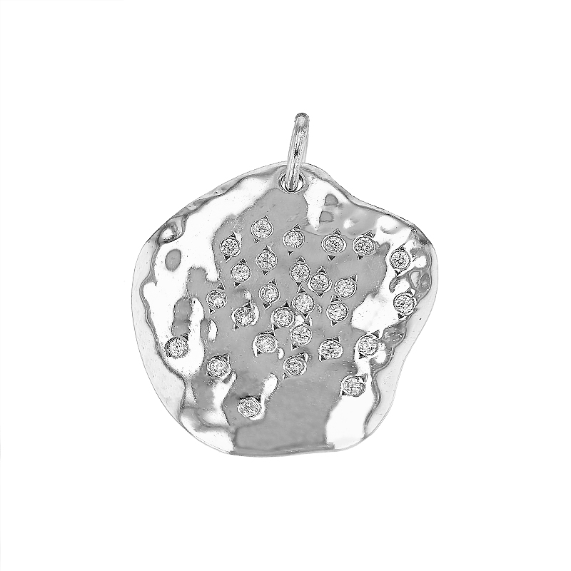 23mm Rhodium Plated Cubic Zirconia Disc Charm