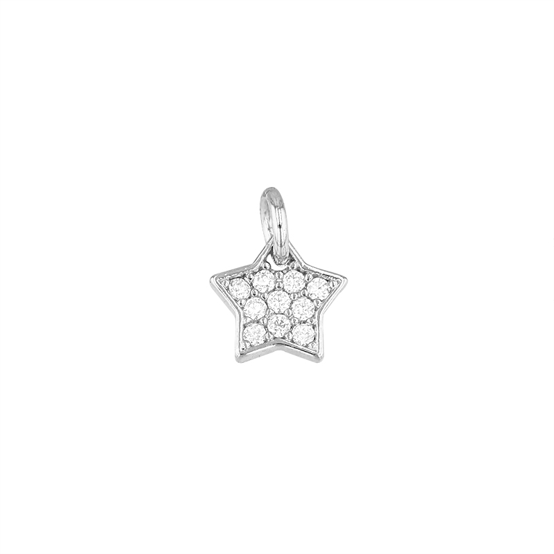 6.8mm Rhodium Plated Cubic Zirconia Star Charm