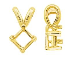 14KY 2.5mm 10pts V-End Square Pendant