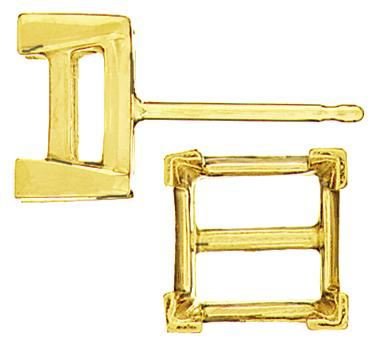 14KY 2mm 7pts V-End Square Earring