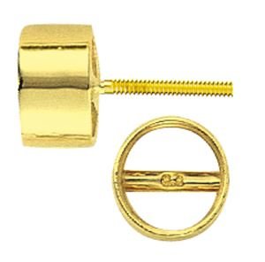 14KY 2mm 5pts Tube Bezel Earring With Bearing With Screw Post