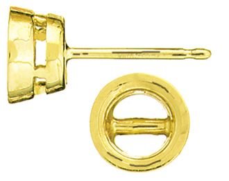 14KY 2mm 5pts Round Bezel Earring With Bearing