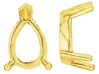 14KY 2.75X2mm Single Gallery Pear Setting With V-End