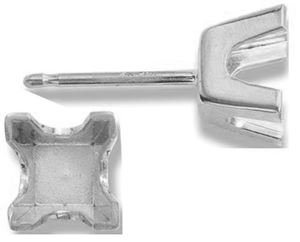 14KW 3mm 20pts 4 Prong V-End Square Earring