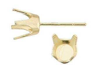 14KY 1.5mm 3pts  Economy Lightest Weight Precut 4 Prong Earring